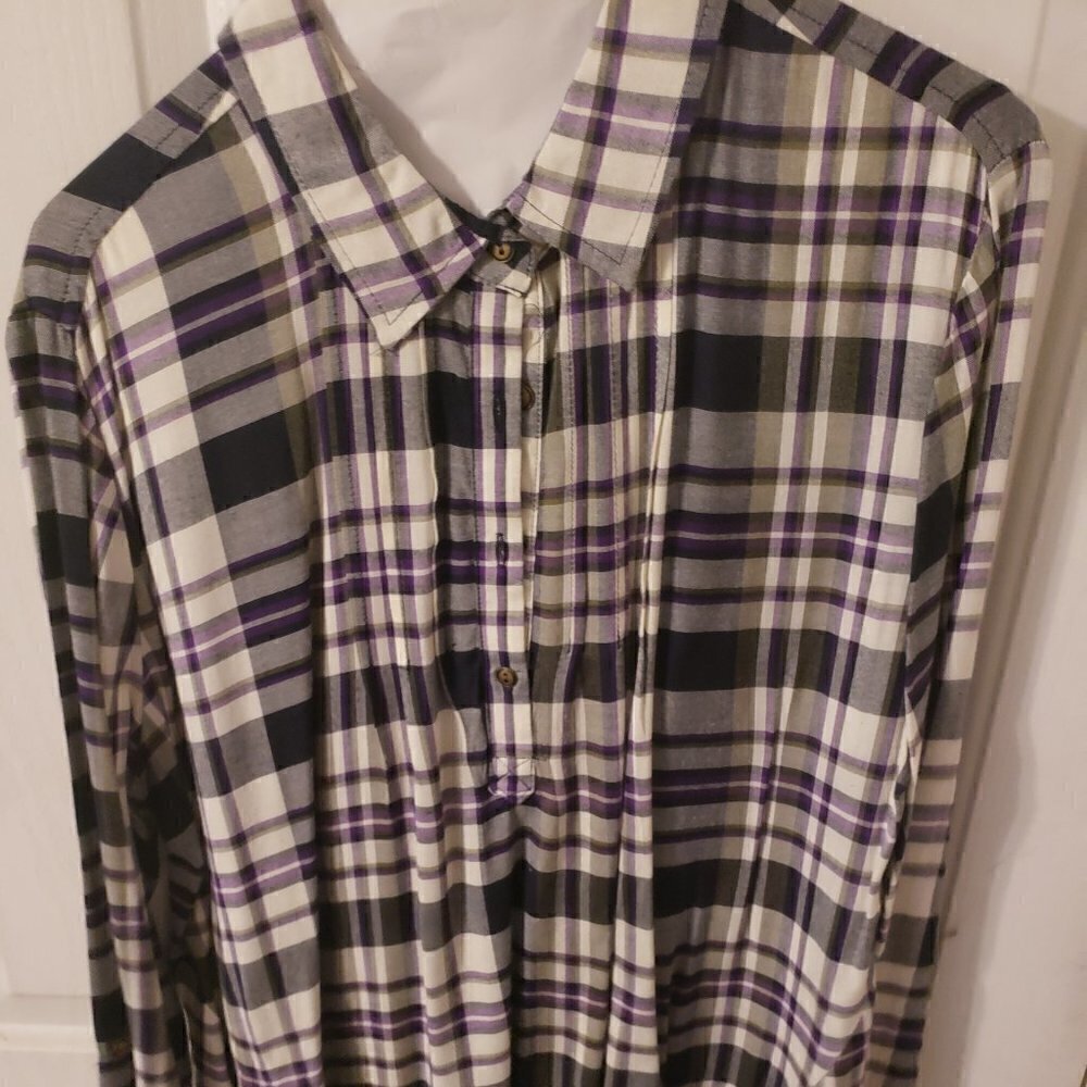 CATO Plaid Shark Bite Hem Tunic